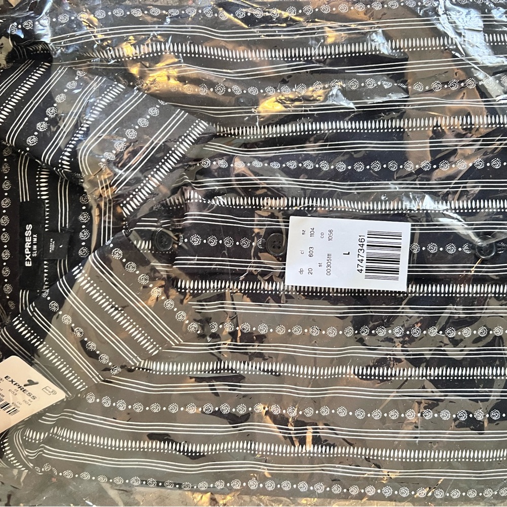 Express Black and White Striped Shirt